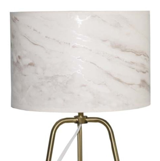 Marble Table Lamp - Modern Cylindrical Shade with Bronze Base & Inline Switch