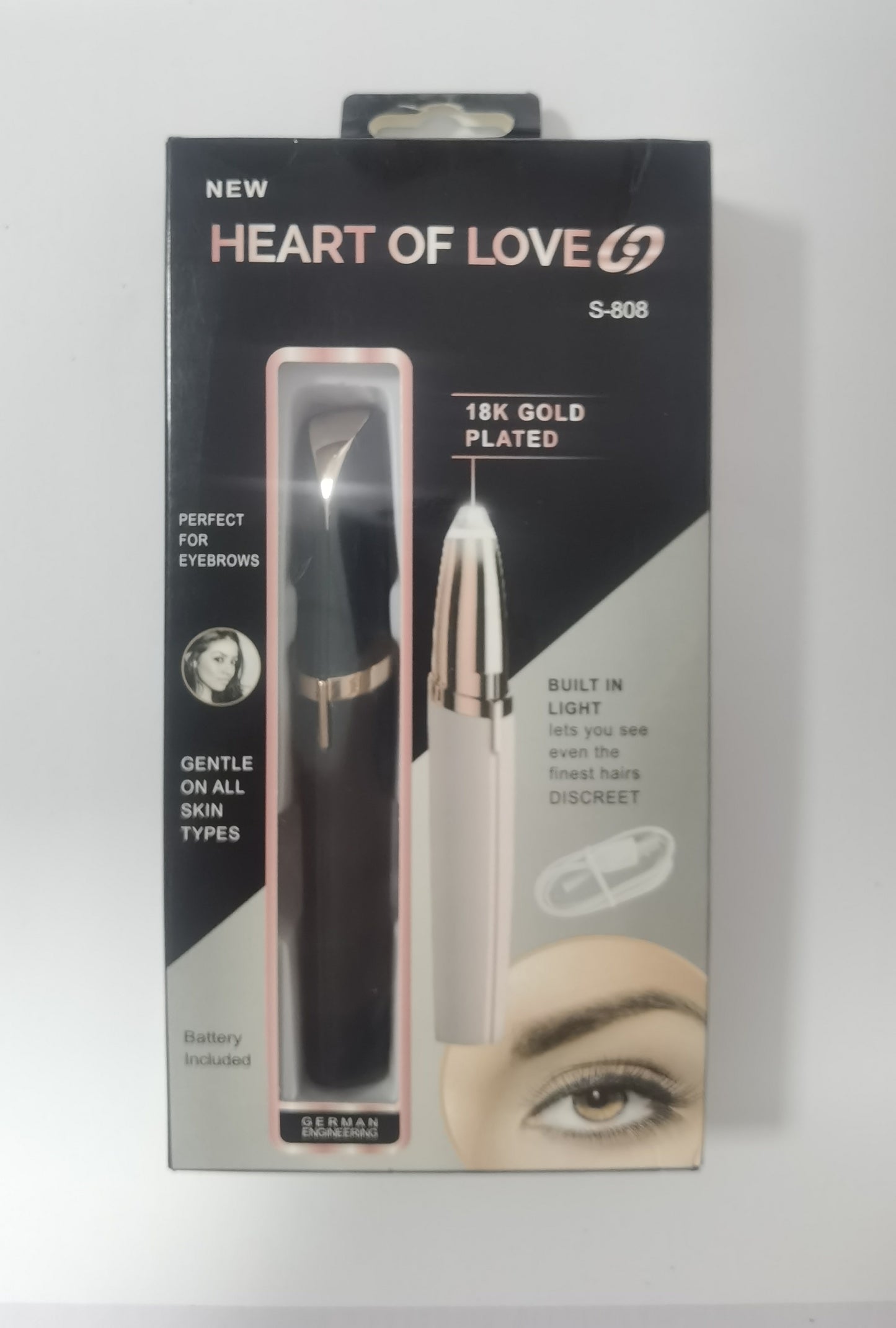 Mini Electric Eyebrow Trimmer with LED Light - Painless Hair Remover