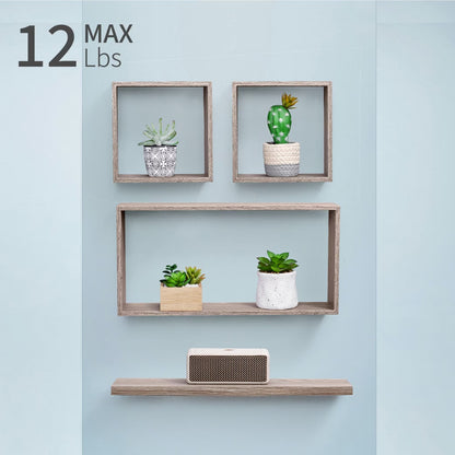 Floating Wall Shelves 17.7" - Maple Wood with Invisible Brackets