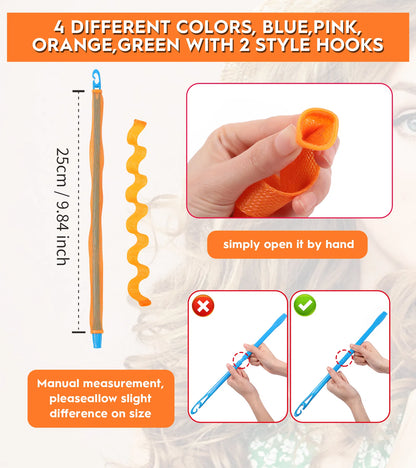 Heatless Hair Curlers Wave Styling Kit with Hooks - 30 Pcs, 6 Colors 30cm (11.81 inches)
