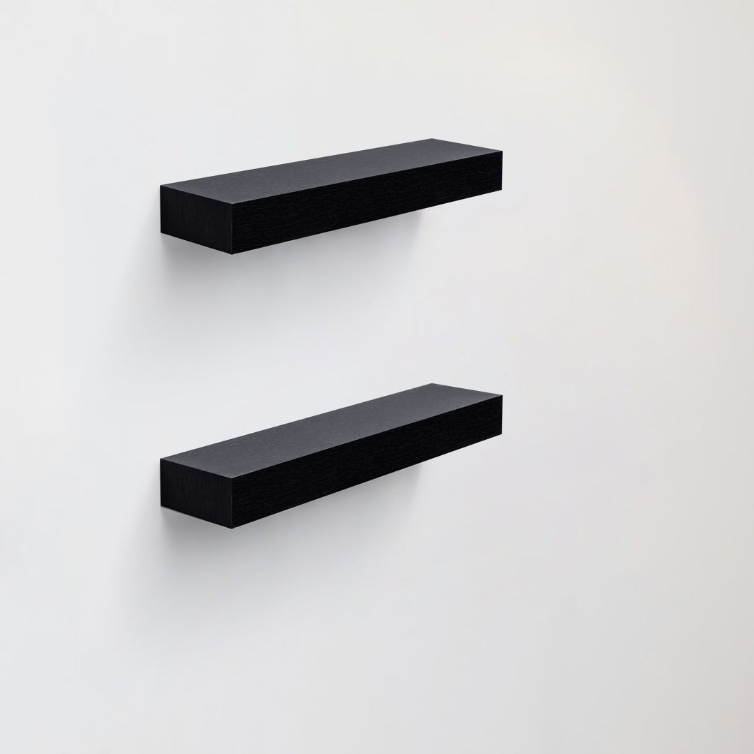 LED Floating Wall Shelf 15.75" - Black with Built-in Lighting & Invisible Brackets