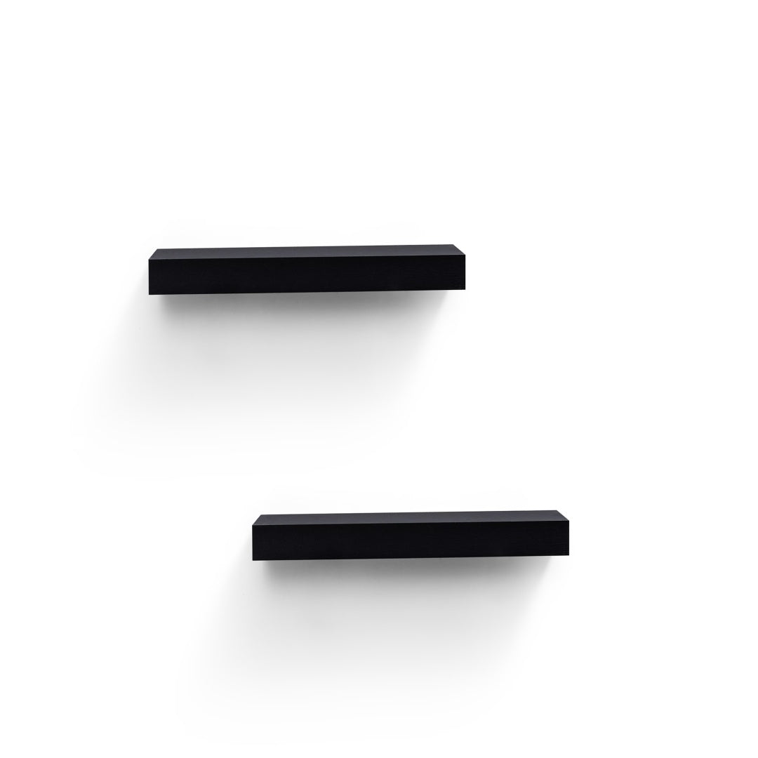 LED Floating Wall Shelf 15.75" - Black with Built-in Lighting & Invisible Brackets