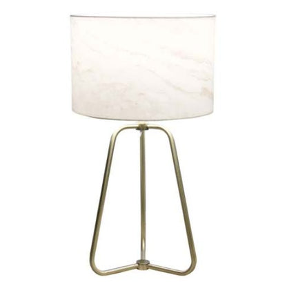 Marble Table Lamp - Modern Cylindrical Shade with Bronze Base & Inline Switch