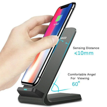 15W Qi Wireless Fast Charger Stand - Dual Coil Charging Pad for iPhone & Samsung