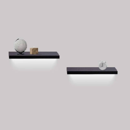 LED Floating Wall Shelf 15.75" - Black with Built-in Lighting & Invisible Brackets