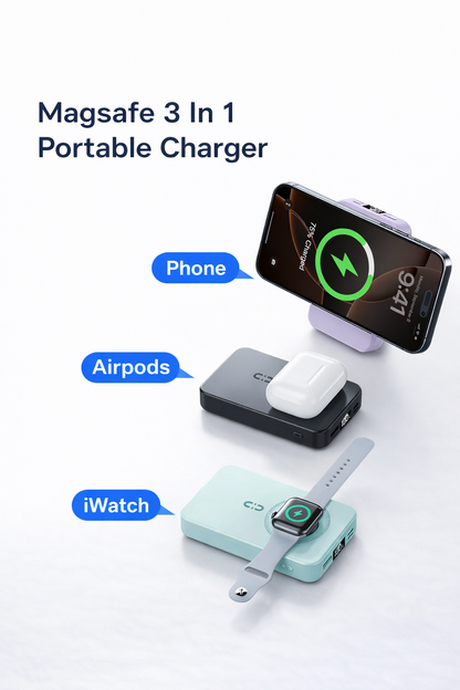MagSafe Power Bank with Built-In Cables & Stand - 10,000mAh, 20W Fast Charging