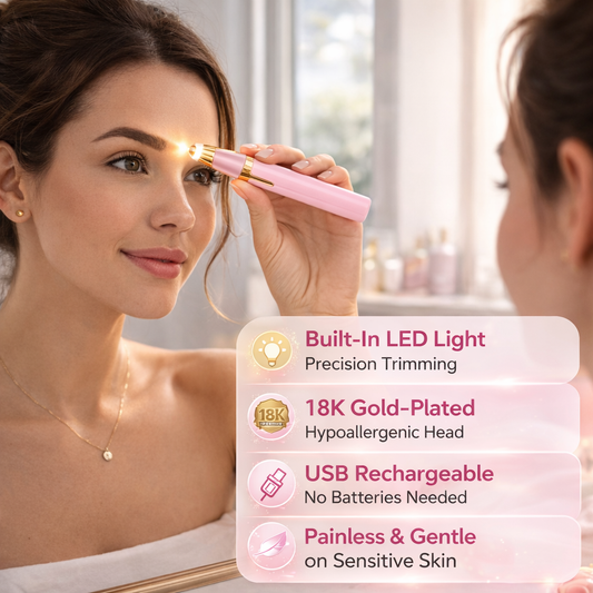 Mini Electric Eyebrow Trimmer with LED Light - Painless Hair Remover