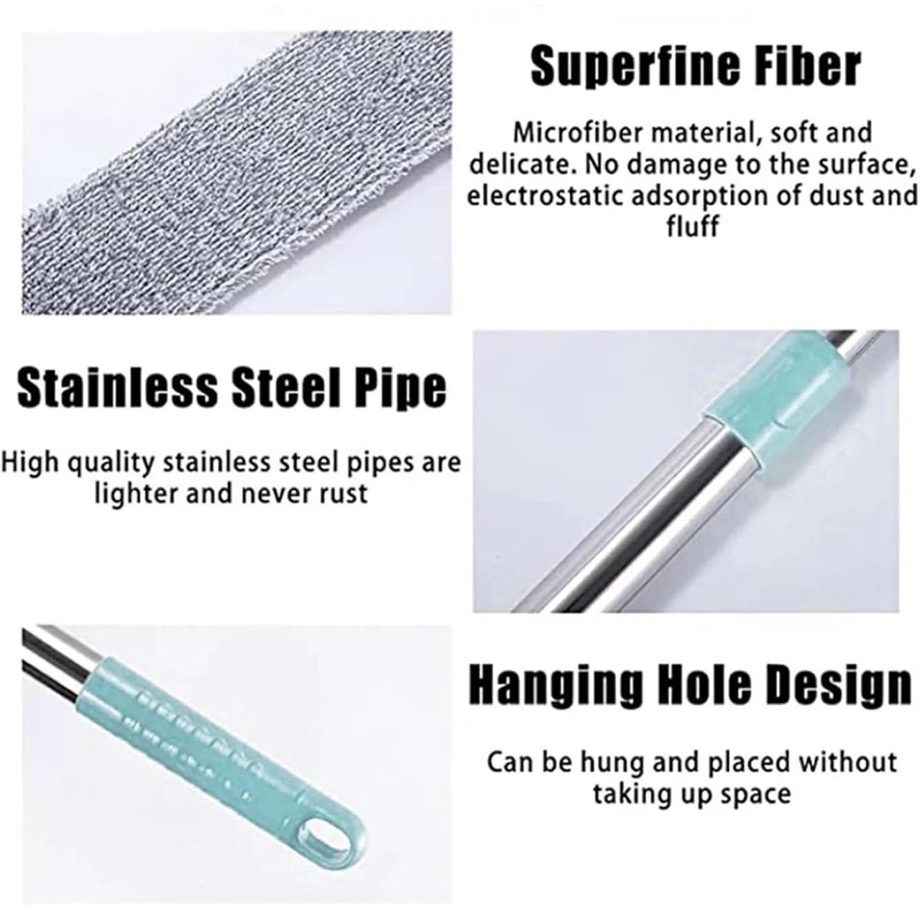 Retractable Under-Bed Dust Removal Mop - Extends to 156cm, Microfiber