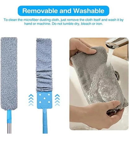 Retractable Under-Bed Dust Removal Mop - Extends to 156cm, Microfiber