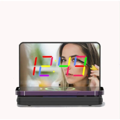 LED Mirror Alarm Clock with Wireless Charger