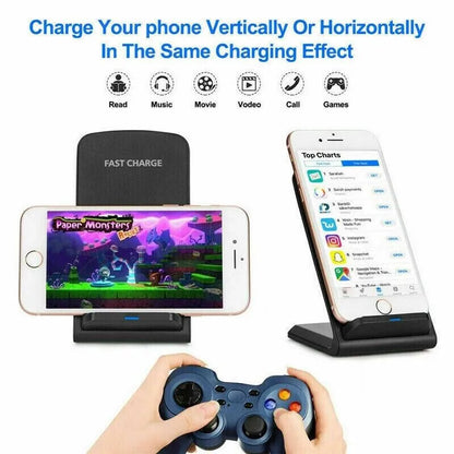 15W Qi Wireless Fast Charger Stand - Dual Coil Charging Pad for iPhone & Samsung